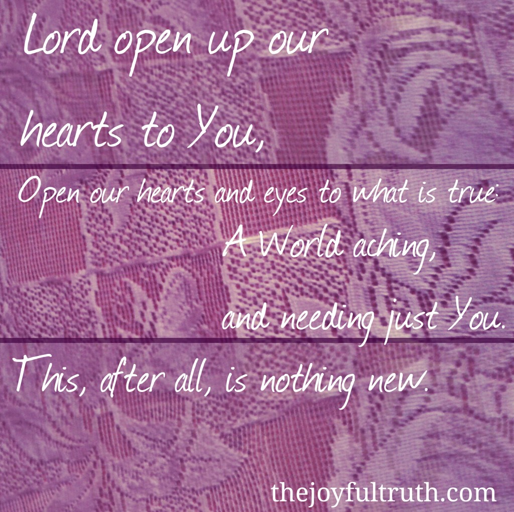 In this world locked in fear, here is a poem of prayer simply asking for open hands.