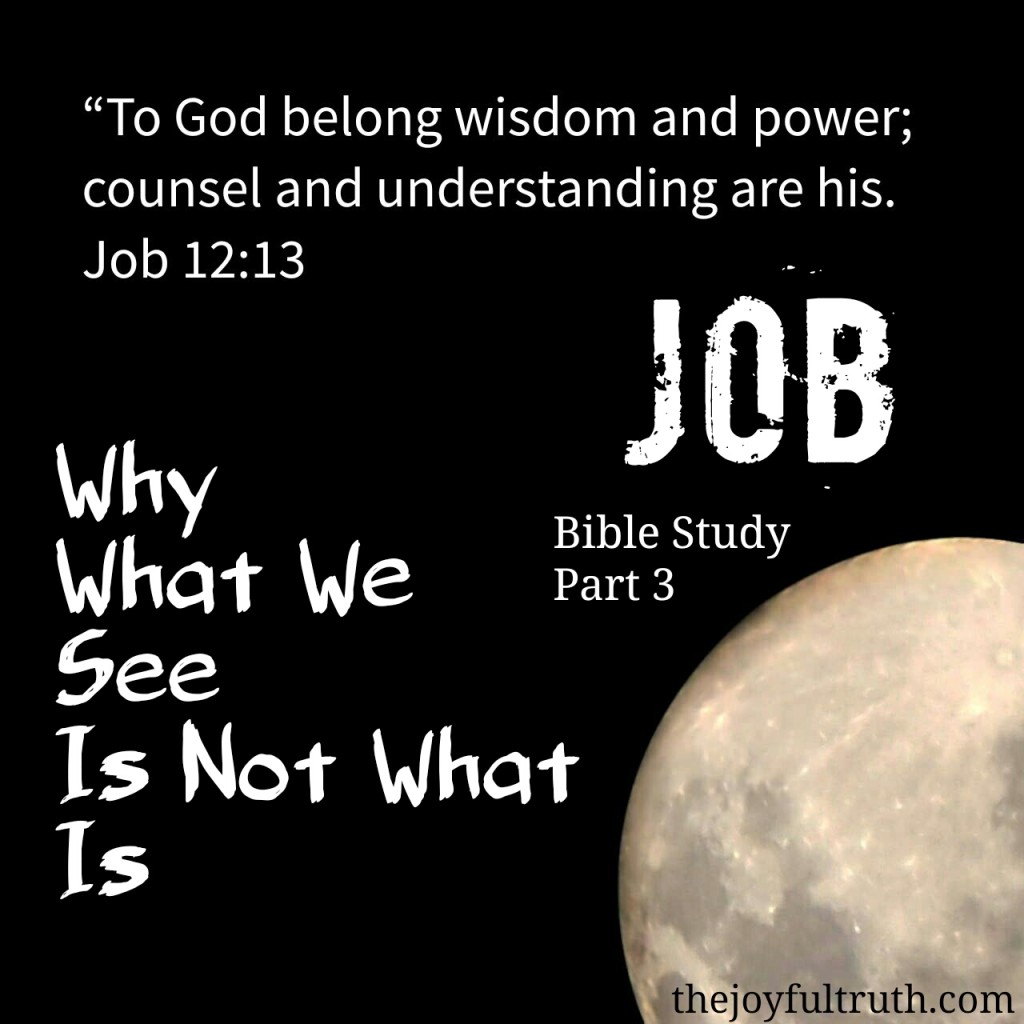 Bible Study in Job, understanding that we can't see from God's perspective, and because of that can't always see the truth of what is going on.